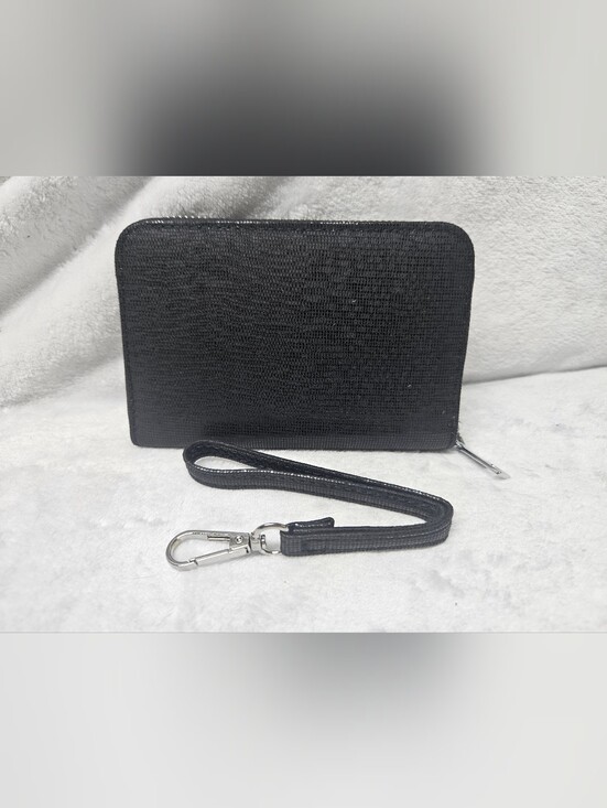 Handbags - Black Textured Wristlet Clutch
